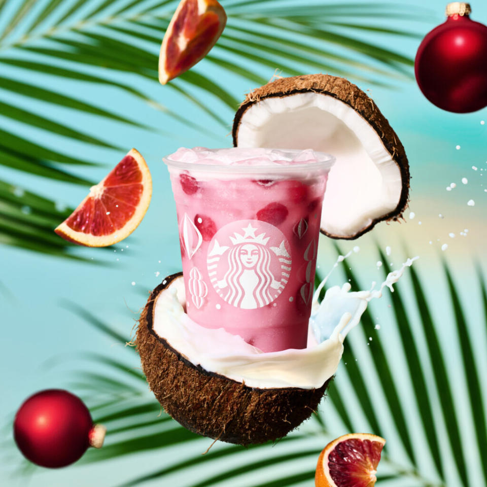 This Cran-Merry drink is made from a mixture of coconut juice and milk.